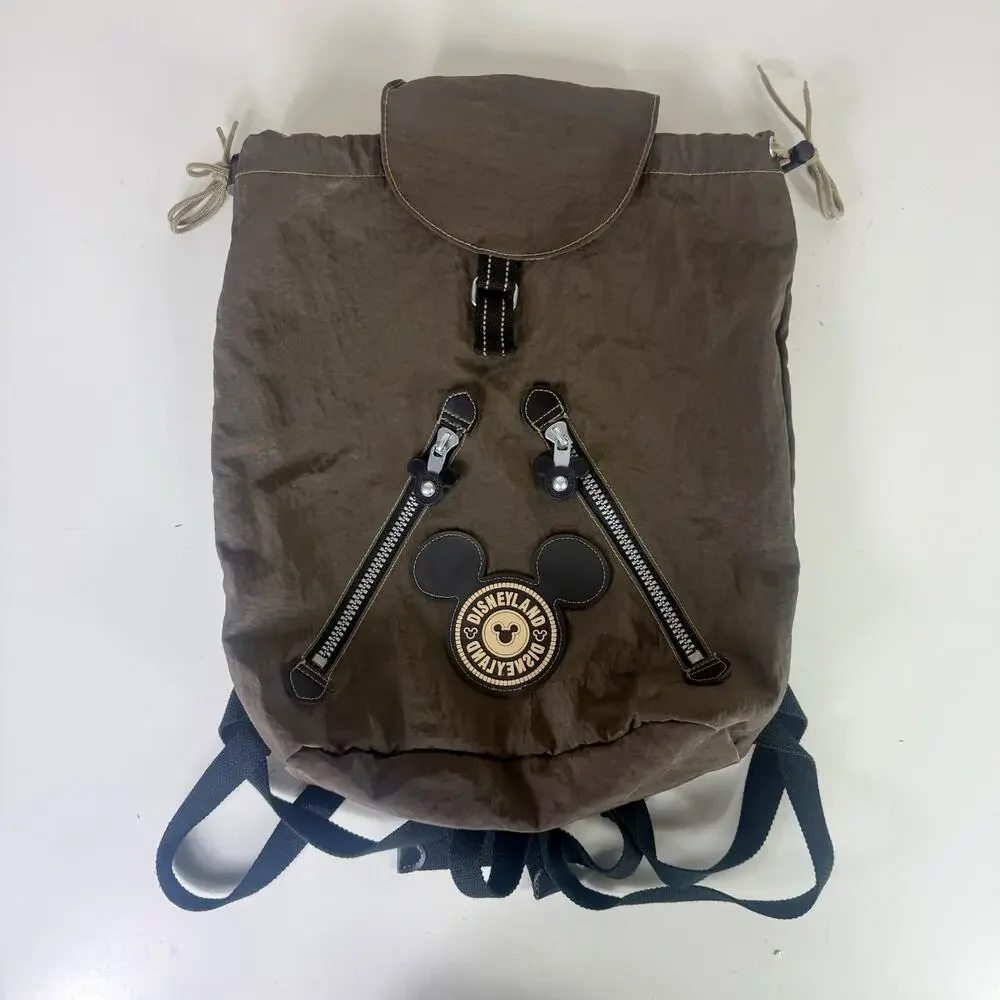 Rare Disneyland Drawstring Backpack Walt Disney Brown